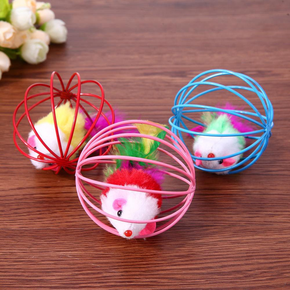 Besufy Pet Cat Toy Funny Kitten Fake Mouse Rat Mice Ball Cage Play Interactive Game Toy Animals & Pet Supplies > Pet Supplies > Cat Supplies > Cat Toys Besufy   