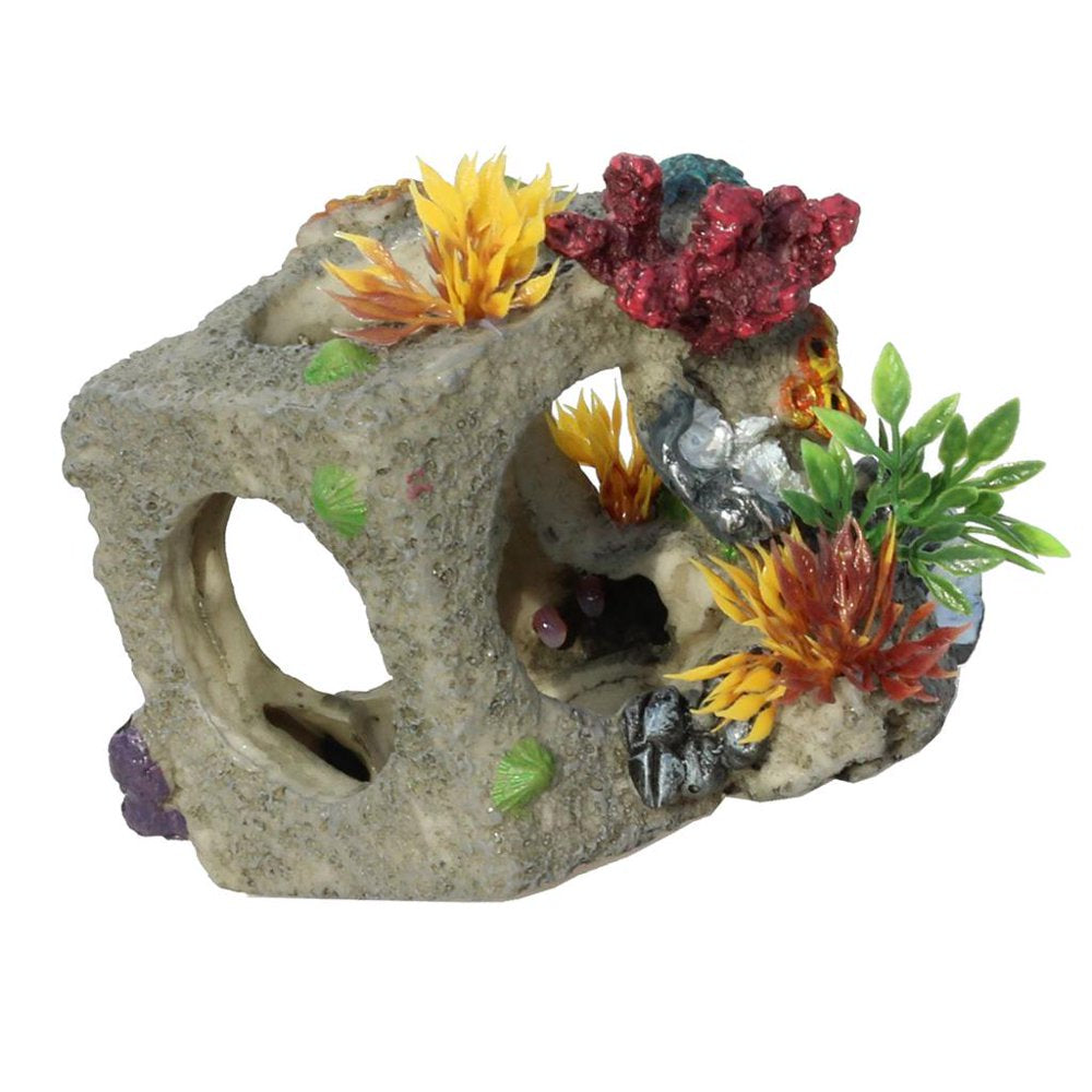 Water Grass Rockwork Model Reptile Cave, Resin Hiding Habitat Aquarium Terrarium Decoration Ornament for Small Lizards Turtles Amphibians Fish Animals & Pet Supplies > Pet Supplies > Small Animal Supplies > Small Animal Habitat Accessories DYNWAVE   