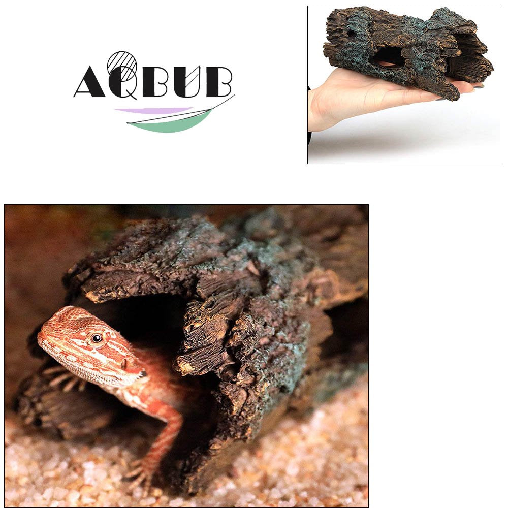 Reptile Log Hideout Reptile Hideout Resinous Wood Gecko Hideout and Burrow Bark Curved Lizard Habitat Decorative Aquarium Tank Accessories Spider Snake Frog Tortoise Amphibian Animals & Pet Supplies > Pet Supplies > Small Animal Supplies > Small Animal Habitat Accessories KOL PET   