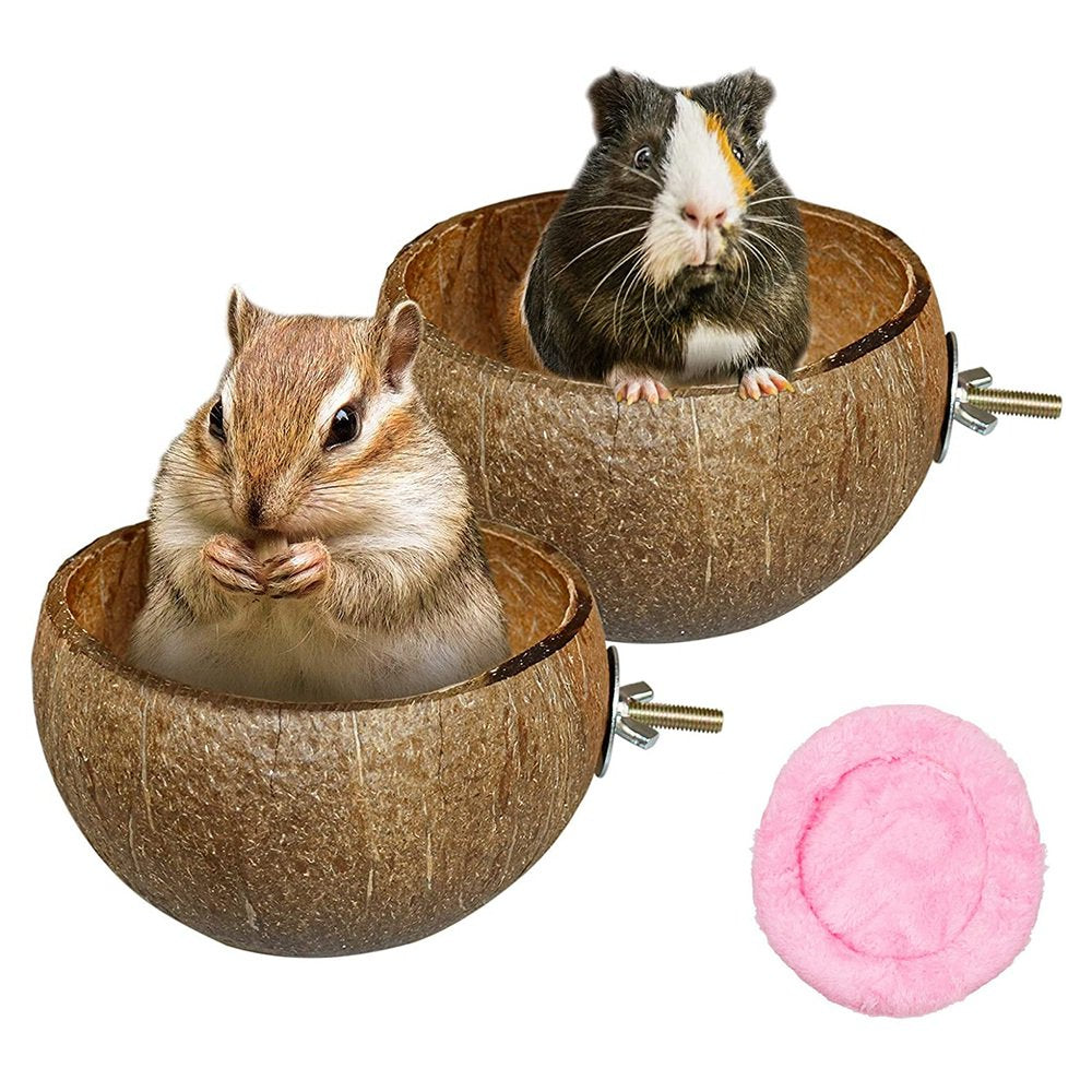 Deoxygene Small Animals Coconut Shell Feeder,Rabbit Feeding Bowls Bird Coconut Breeding Nest House Hut Cage Bed for Rabbit Animals & Pet Supplies > Pet Supplies > Small Animal Supplies > Small Animal Bedding 500166901   