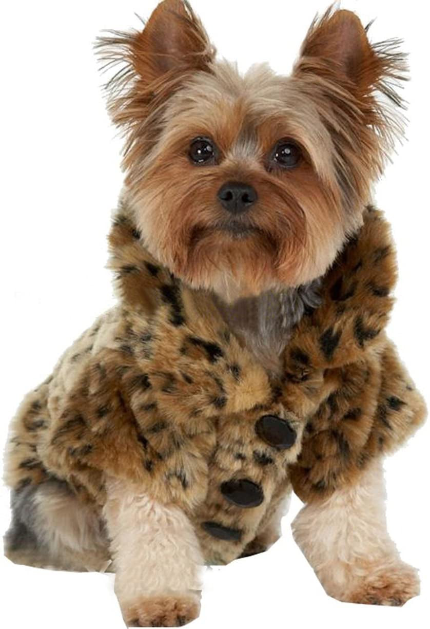 Leopard Print Faux Fur Dog Coat Pet Warm Sweater for Small Dogs Puppy Chihuahua (XS) Animals & Pet Supplies > Pet Supplies > Dog Supplies > Dog Apparel Timoey S  