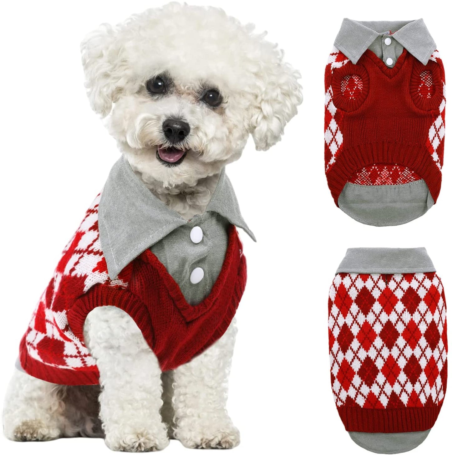 SUNFURA Knitted Dog Sweater Pet Knitwear, Dog Warm Knit Jumper Coat Winter Clothes with Leash Hole and High Stretch, Classic and Soft Puppy Sweatshirts Pullover for Small Medium Dogs Cats, Green S Animals & Pet Supplies > Pet Supplies > Dog Supplies > Dog Apparel SUNFURA Red X-Large 