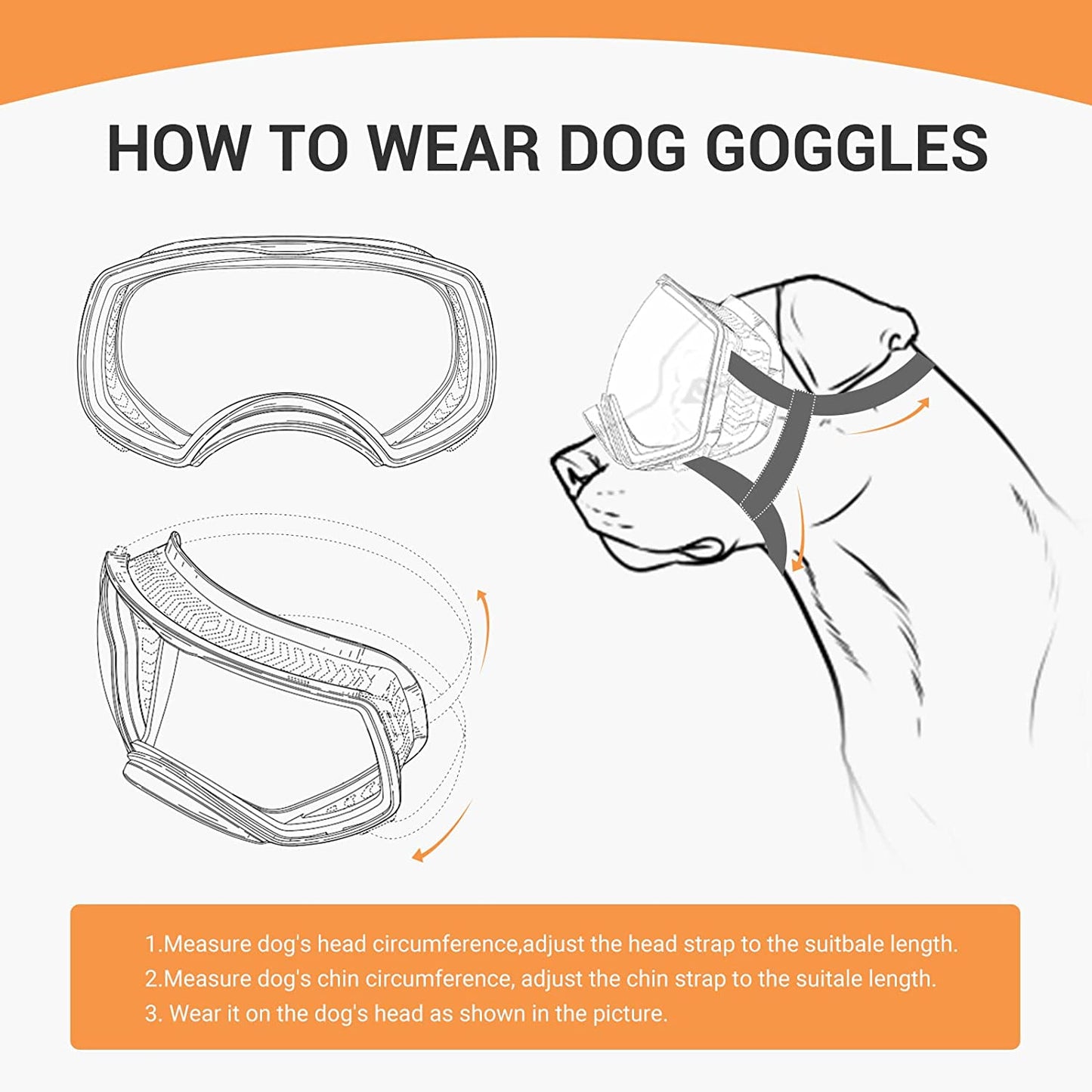 PETLESO Dog Goggles Large Breed, Dog Sunglasses for Large Dog Clear Goggles Eye Protection for Medium Dog Outdoor, Clear Black Animals & Pet Supplies > Pet Supplies > Dog Supplies > Dog Apparel PETLESO   