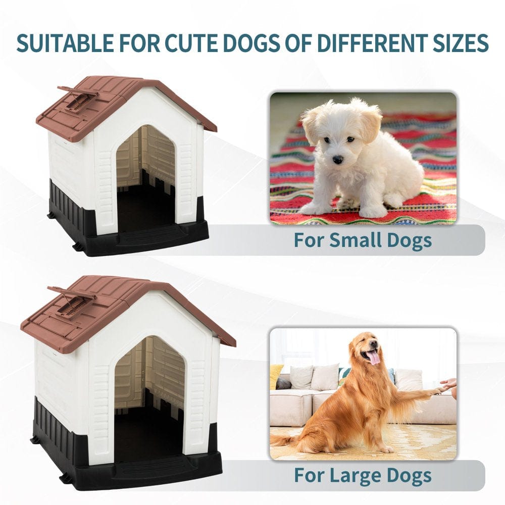 27" Height Plastic Pet Dog House with Air Vents and Elevated Floor Animals & Pet Supplies > Pet Supplies > Dog Supplies > Dog Houses EdenBranch   