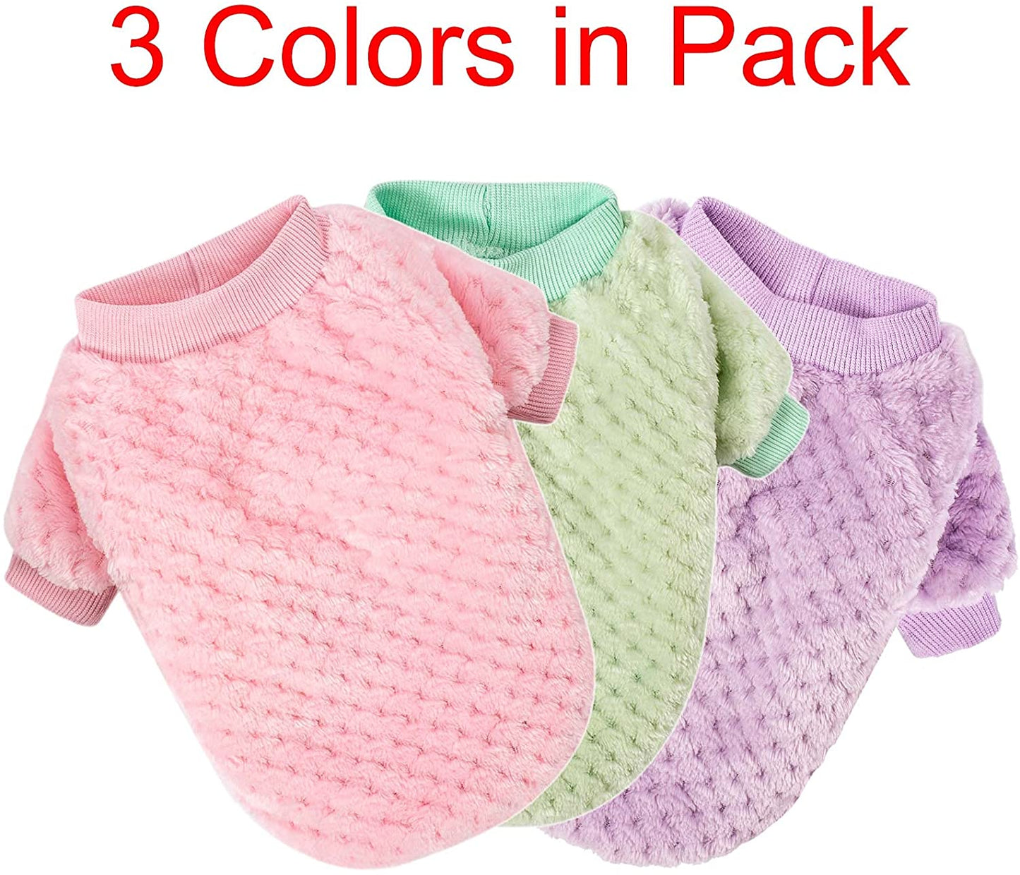 Dog Sweater, 3 Pack Dog Sweaters for Small Medium Dogs or Cat, Warm Soft Flannel Pet Clothes for Dogs Girl or Boy, Dog Shirt Coat Jacket (Small, Pink+Purple+Light Green) Animals & Pet Supplies > Pet Supplies > Dog Supplies > Dog Apparel POMIU   