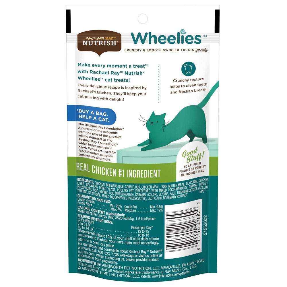 Rachael Ray Nutrish Wheelies Cat Treats, Chicken, 2.2 Ounce Bag Animals & Pet Supplies > Pet Supplies > Cat Supplies > Cat Treats The J.M. Smucker Company   