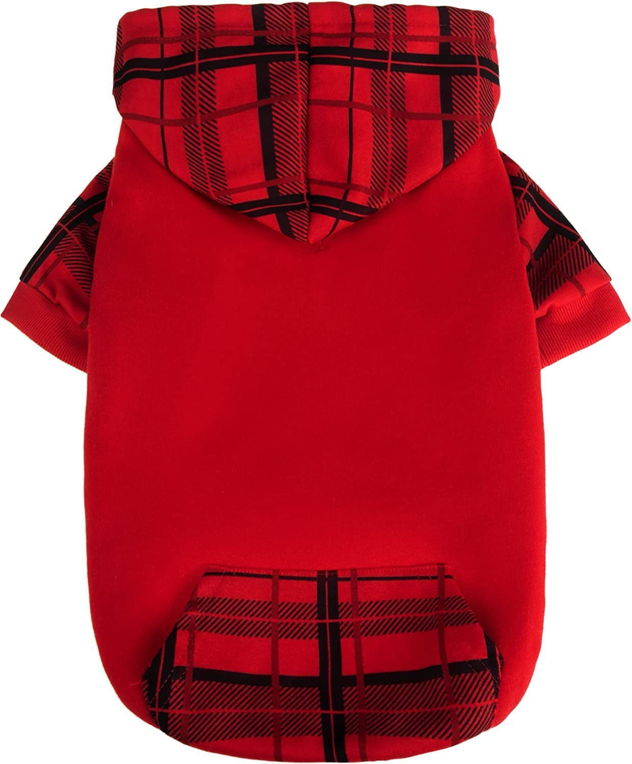 PUPTECK Classic Plaid Dog Hoodie - Soft Warm Pet Sweaters Coats for Small Medium Dogs Indoor Outdoor Wear, Dog Winter Clothes with Hood and Pocket Animals & Pet Supplies > Pet Supplies > Dog Supplies > Dog Apparel PUPTECK Red X-Large - Chest 26", Back 19" 