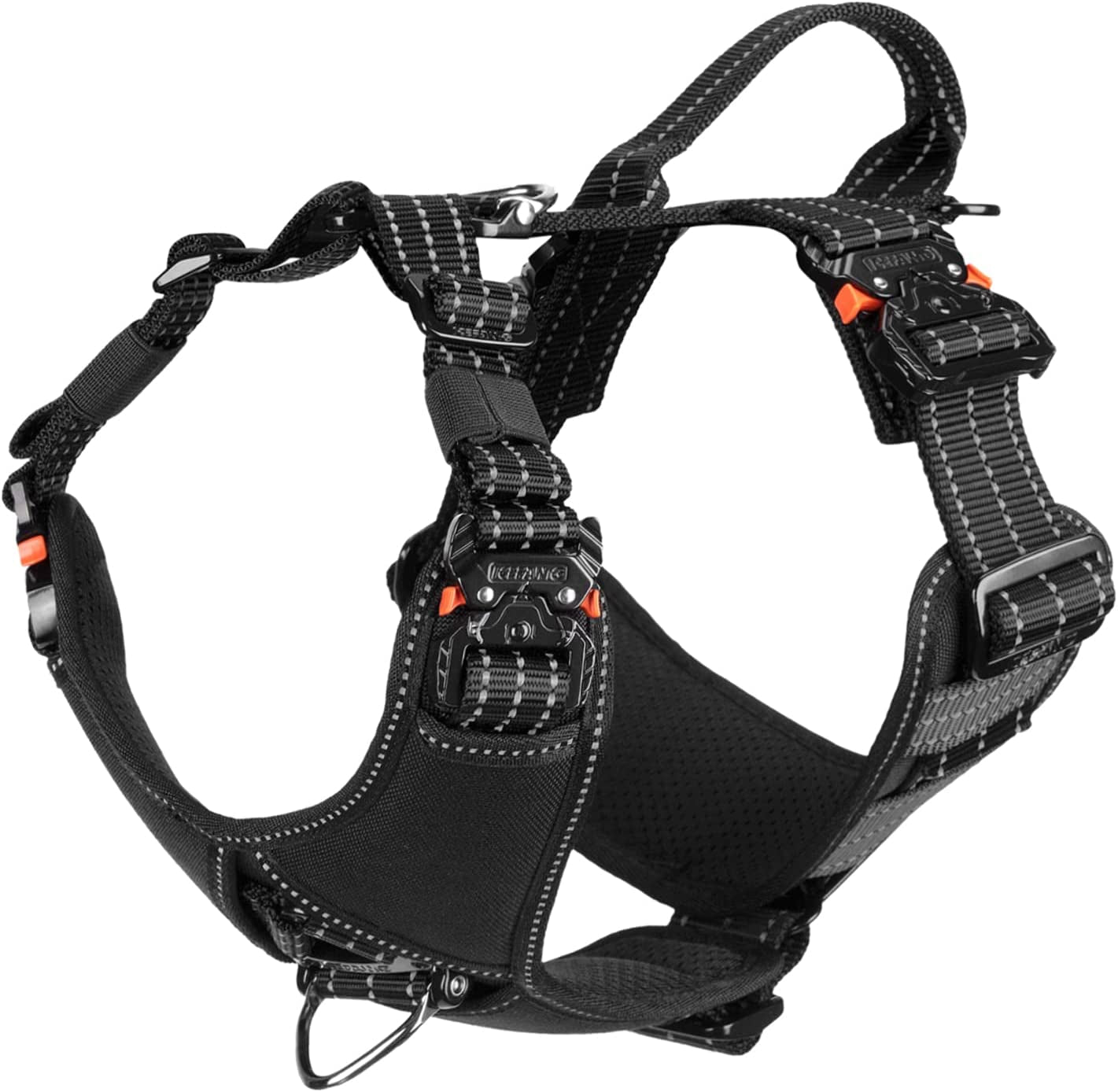 ICEFANG Tactical Dog Strap Harness (Full Metal Clip ) ,Pet Vest with Handle,5 Point Adjustable,Y-Shape Chest ,No-Pull Leash Clip for Walking Training (L (Neck:18"-24";Chest:28"-35"), Coyote Brown) Animals & Pet Supplies > Pet Supplies > Dog Supplies > Dog Apparel Frostwolf Black X-Large (Pack of 1) 