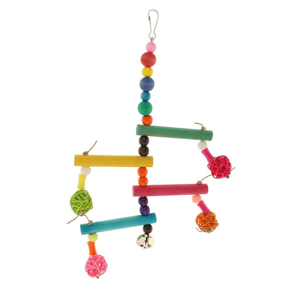 Bird Toy with Clip Revolving Perch Ladder Climbing Foraging Beads for Parrot