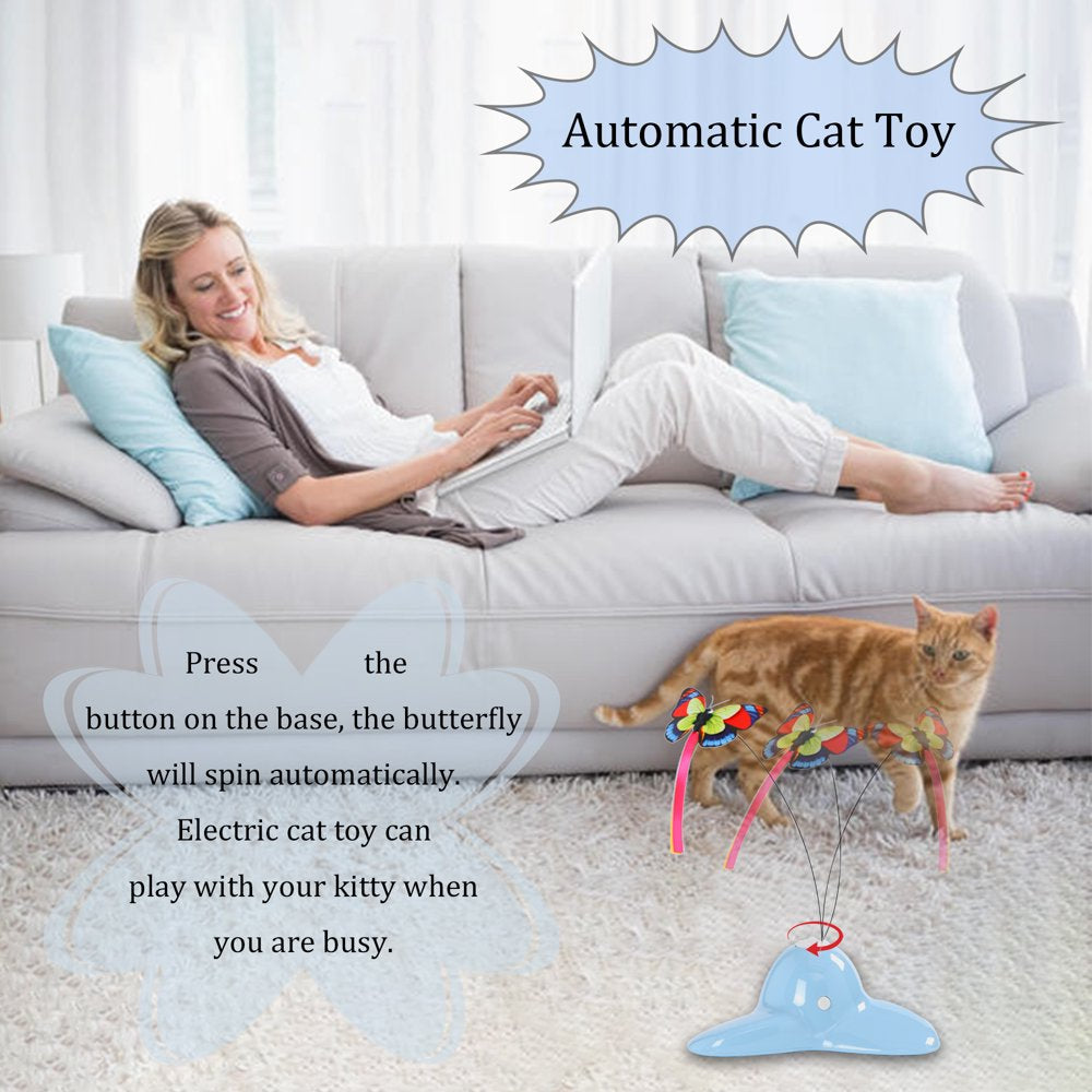 Suhaco Cat Toys, Interactive Butterfly Cat Toy,Kitten Toys for Indoor Cats, Electric Rotating Teaser Butterfly for Kittens, Automatic Self Playing Kitten Toy (Blue) Animals & Pet Supplies > Pet Supplies > Cat Supplies > Cat Toys Suhaco   