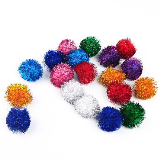 Deepwonder 50 Piece Assorted Color Sparkle Balls Cat'S Favorite Toy Tinsel Pom Poms Glitter for Cat Kittens DIY Christmas
