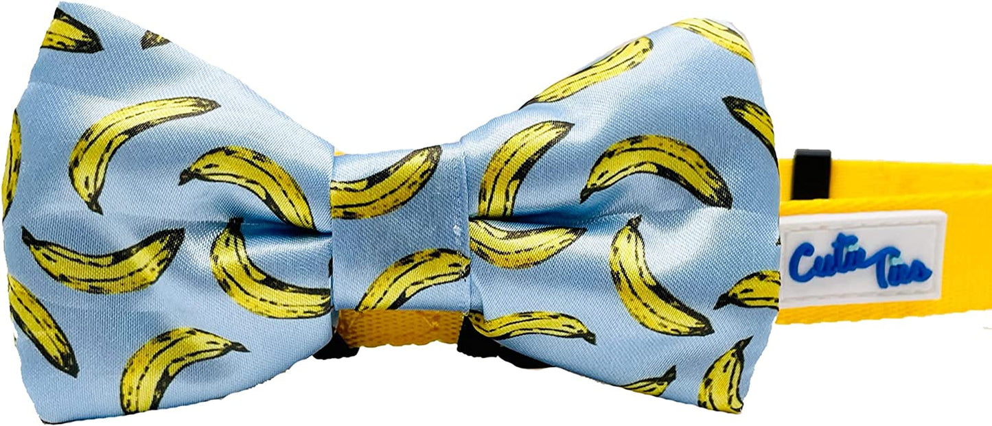 CUTIE TIES Dog Bow Tie Pizza- 2" X 4" Premium Quality Bow Ties for Dogs - Fancy Dog Tie with Slip over Elastic Bands - Cute Dog Tie Fits Most Collars - Dog Tie for Small, Medium and Large Breeds Animals & Pet Supplies > Pet Supplies > Dog Supplies > Dog Apparel Cutie Ties Bananas  