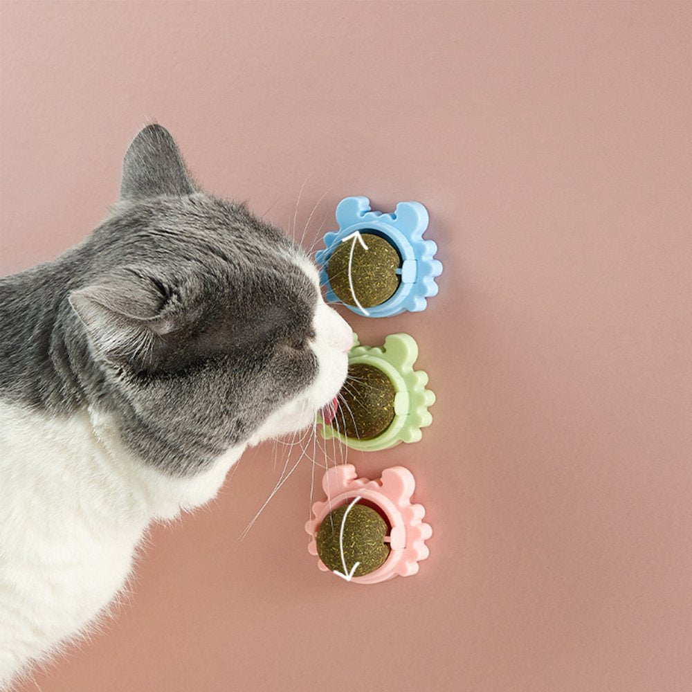 Taihexin 4 Pcs Catnip Wall Balls Toys for Cat, Edible Cat Licking Natural Rotatable Toy, Teeth Cleaning Cat Bite Toy, Roller Catnip Balls Animals & Pet Supplies > Pet Supplies > Cat Supplies > Cat Toys TAIHEXIN   