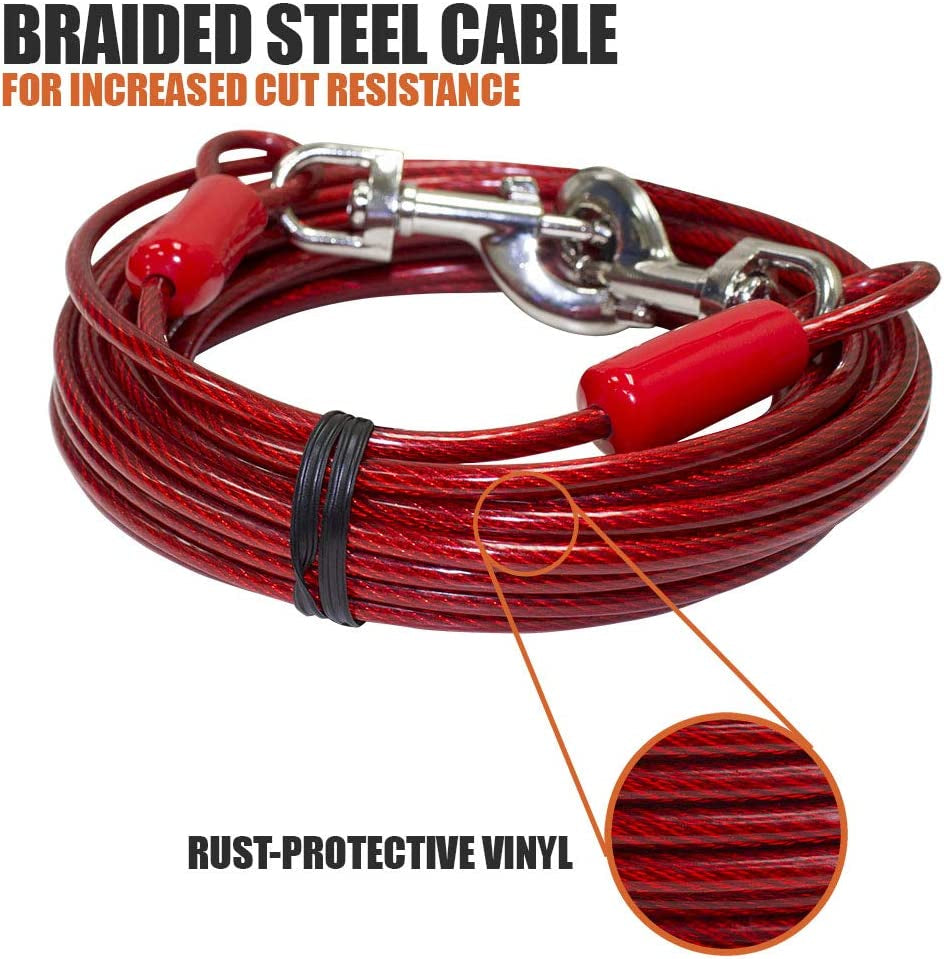 BV Pet Tie Out Cable for Dogs up to 125 Pounds, 30 Feet (Red/ 125Lbs/ 30Ft) Animals & Pet Supplies > Pet Supplies > Dog Supplies > Dog Apparel BV   