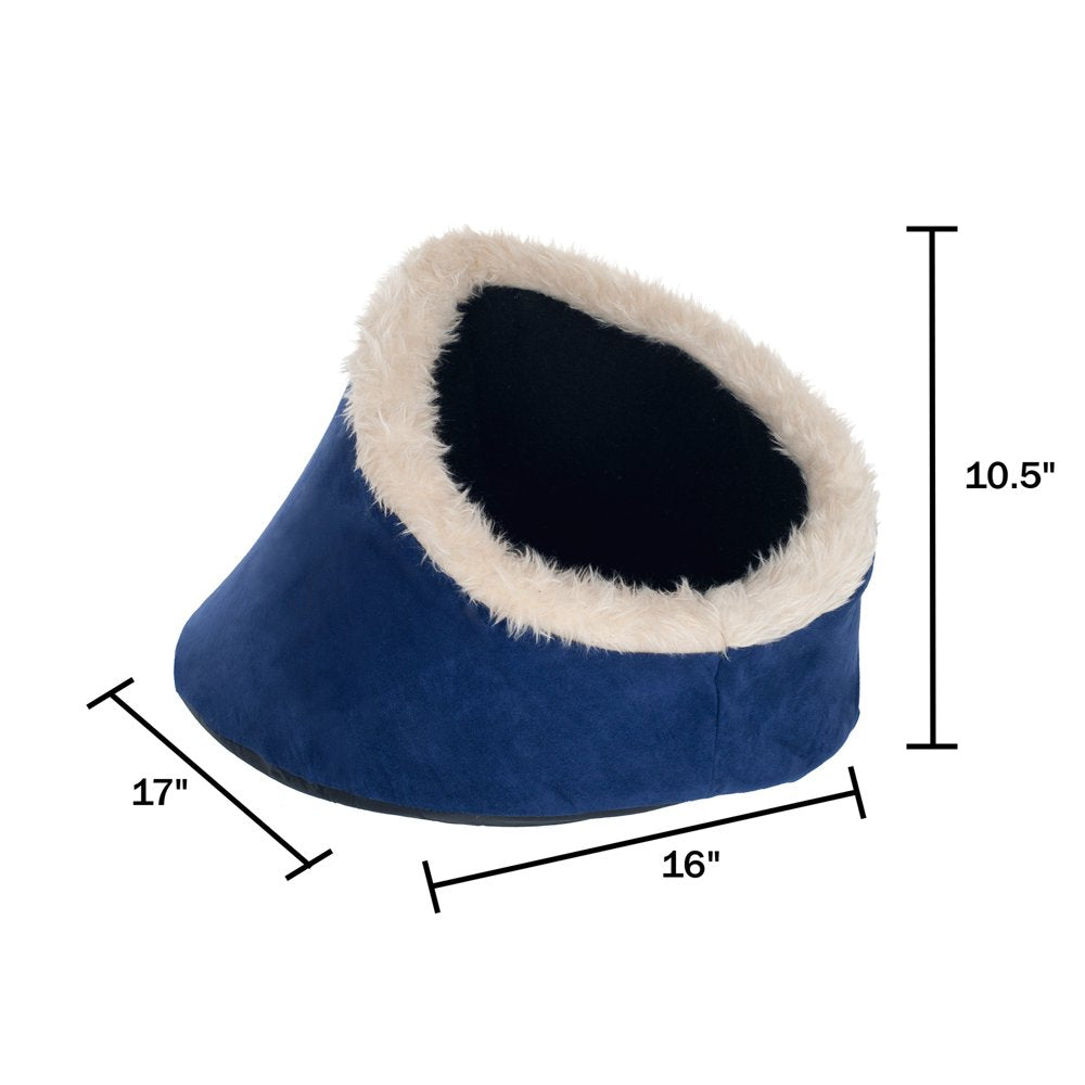 Pet Bed - Fabric Cave for Indoors - Comfortable Interior, Removable Cushion, Machine Washable Bed for Cats, Kittens, or Small Dogs by PETMAKER (Blue) Animals & Pet Supplies > Pet Supplies > Cat Supplies > Cat Beds Trademark Global, LLC.   