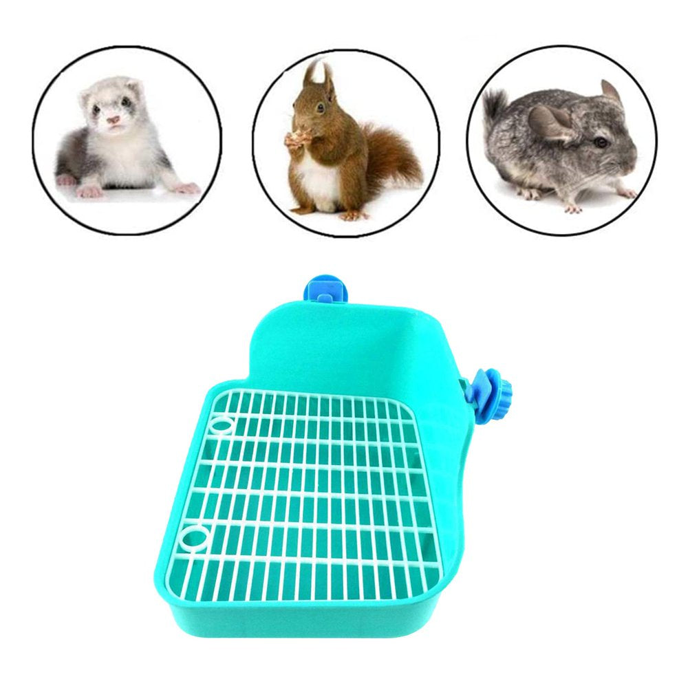 Rabbit Litter Box - Litter Box Cage Potty Trainer Rectangular Small Animals Pet Pan Cleaning Tool for Guinea Pigs Hamster Green