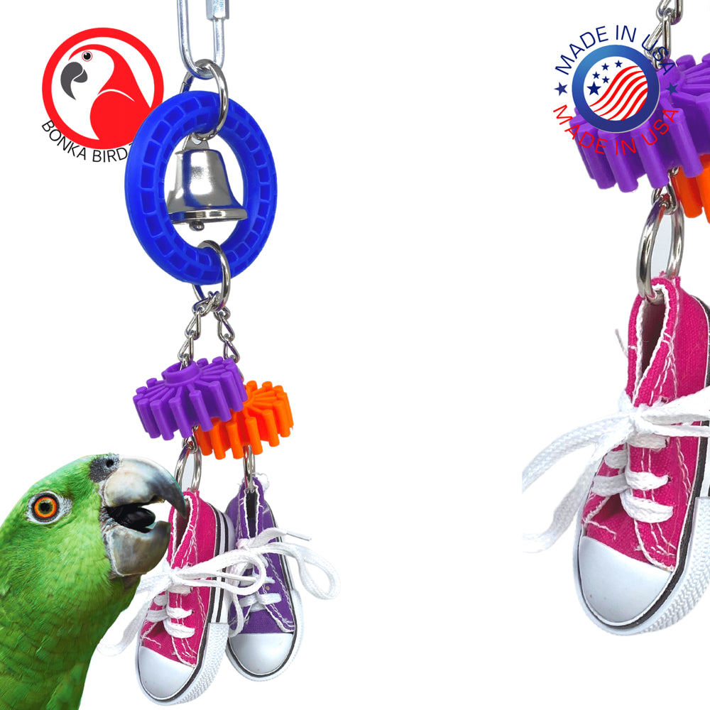 Bonka Bird Toys 3333 Hard Ring Sneaker Pull Small Medium Foraging Bird Toy