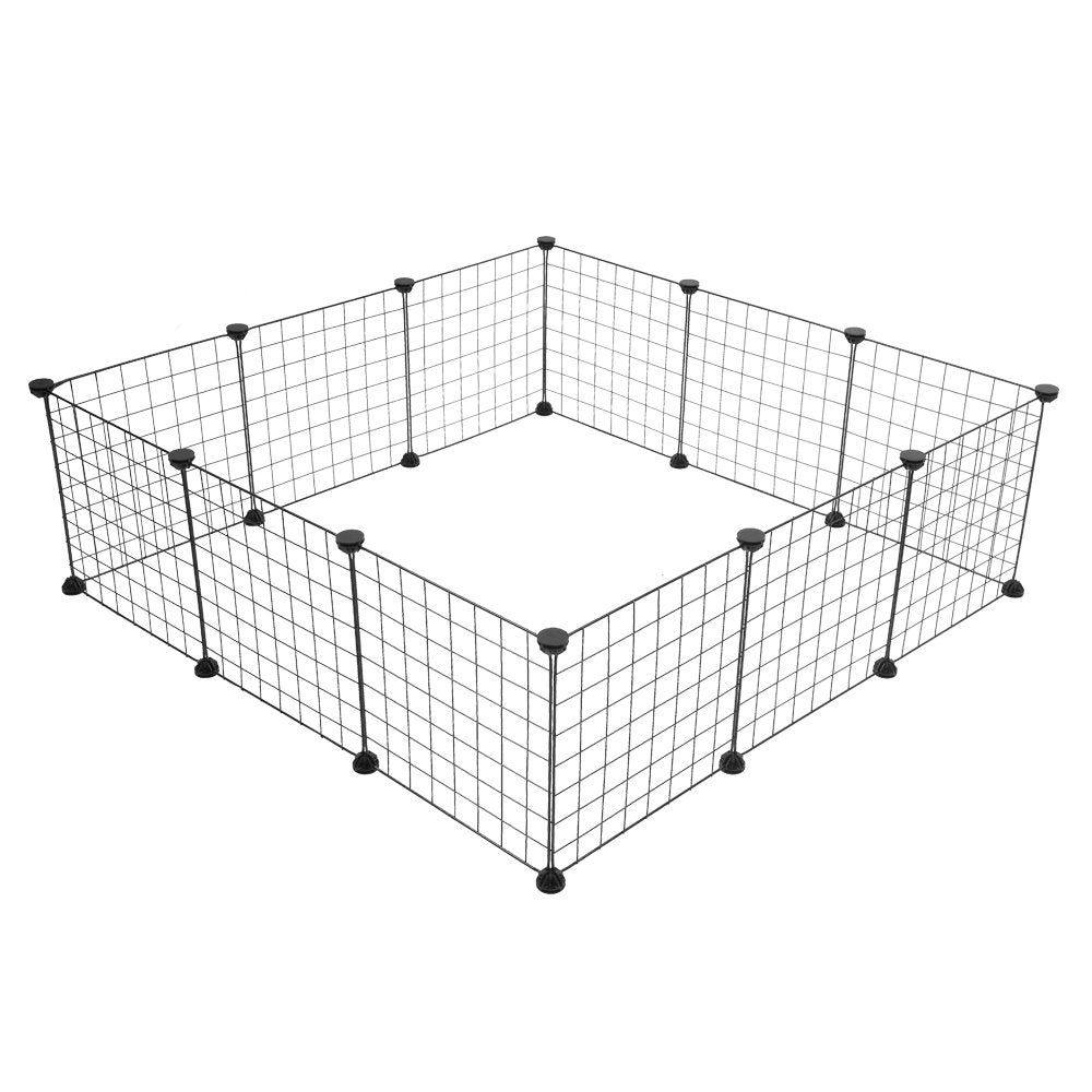 Goorabbit Pet Playpen for Puppy - Plastic Pet Fence DIY Yard Fence,Portable Puppy Kennel Crate Fence,Small Animal Cage,Transparent 12 Panels (14 X 14)"