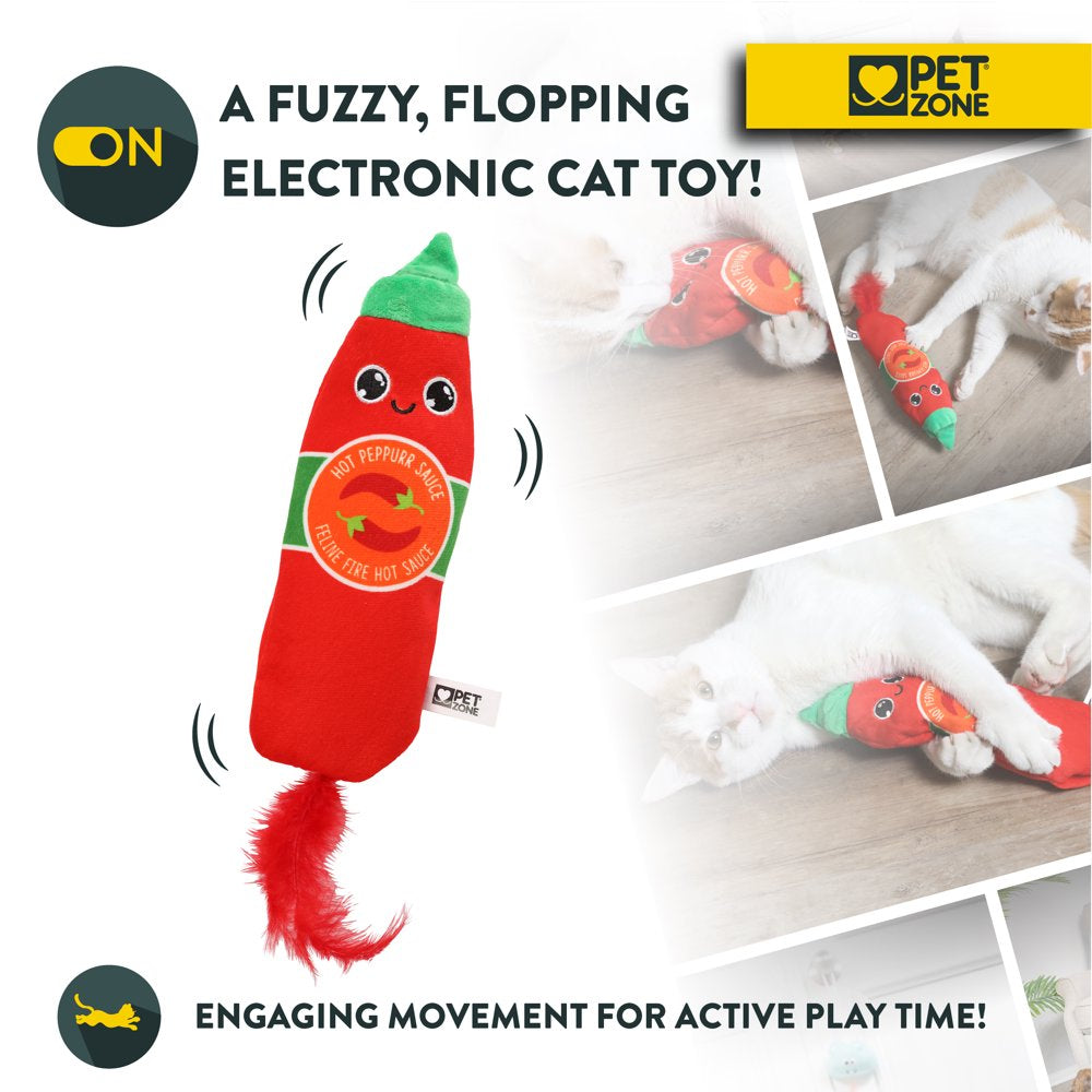 Pet Zone Fuzzy Flopper Kicker Hot Sauce Electronic Cat Toy. Rechargeable. USB Charging Cable Included. Animals & Pet Supplies > Pet Supplies > Cat Supplies > Cat Toys Ourpets   
