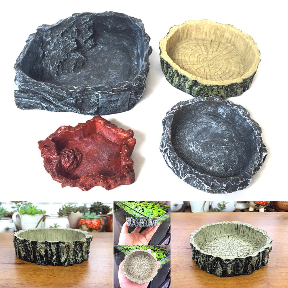 Meidiya Reptile Food Dish Durable Water Bowl Food Feeding Bowl for Reptile Amphibian Pets,Resin Aquarium Ornament Fish Tank Decor Animals & Pet Supplies > Pet Supplies > Reptile & Amphibian Supplies > Reptile & Amphibian Food Meidiya   