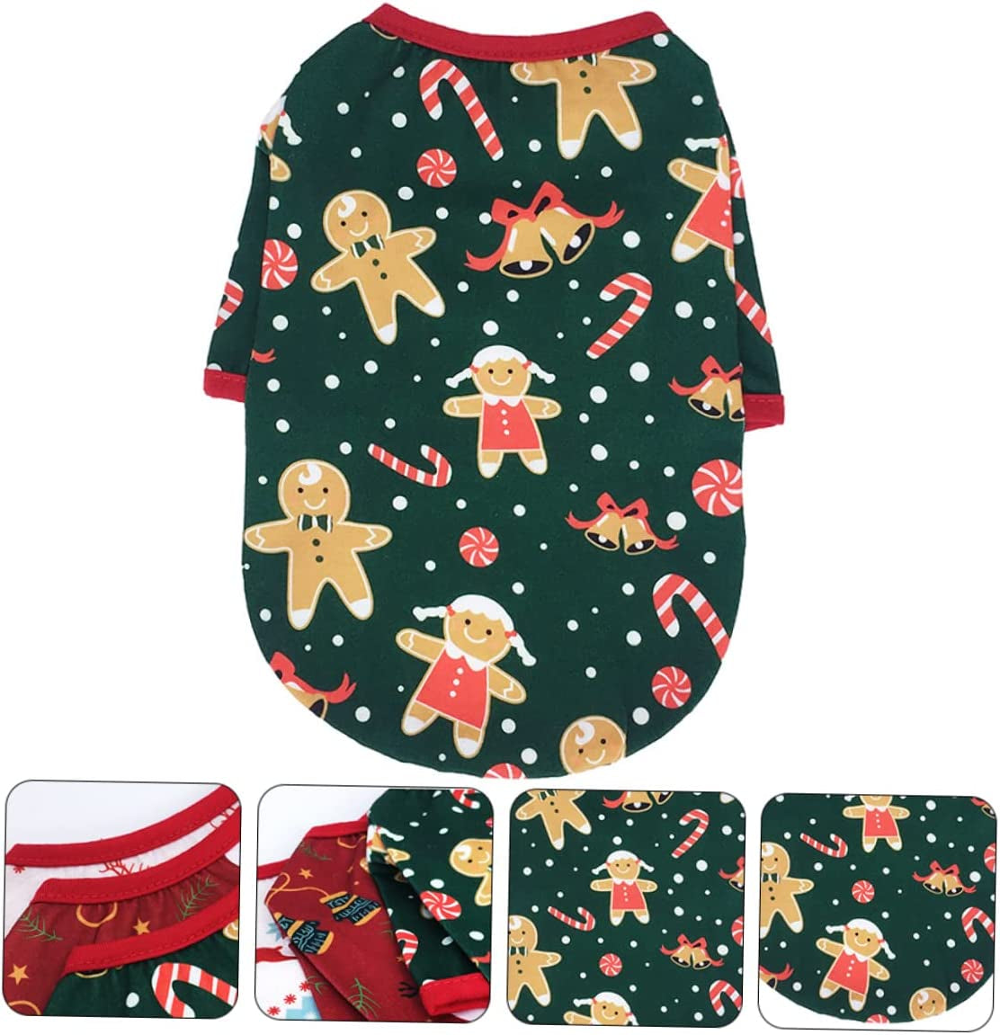 Balacoo 3Pcs Breathable Shirts- Dogs Outfits Adorable Soft and Printed Coat Funny Puppy Design Sweater New Christmas Jumpsuit Pet Cotton Cosplay Jacket Gingerbread Outfit Gifts Medium Animals & Pet Supplies > Pet Supplies > Dog Supplies > Dog Apparel Balacoo   