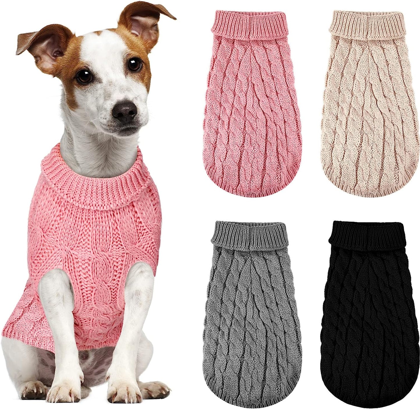 Sweaters for Dogs 4 Pieces Puppy Clothes Dog Fall Sweaters Pullover Dog Sweaters Pet Sweaters Knitwear for Dog (L, Black, Grey, Pink, Khaki) Animals & Pet Supplies > Pet Supplies > Dog Supplies > Dog Apparel Frienda Grey XL 