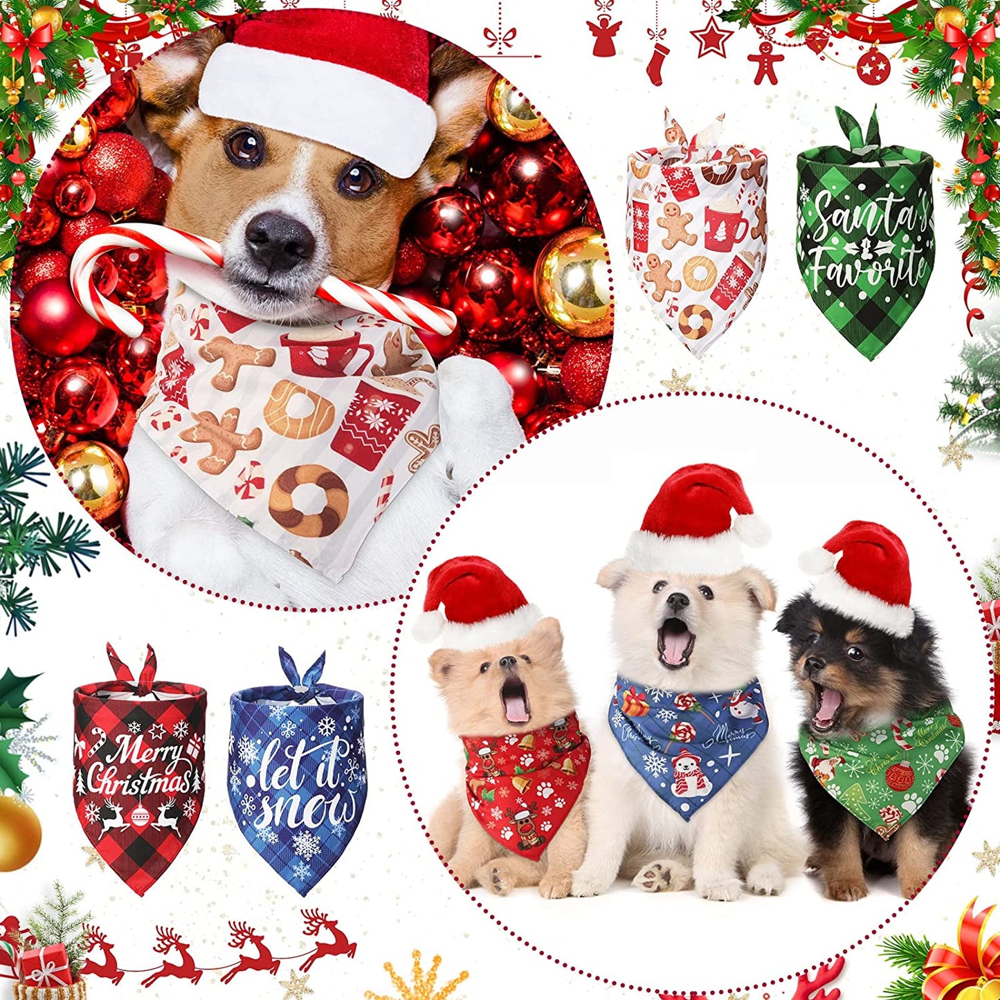 12 Pieces Christmas Dog Bandanas Pet Christmas Bandanas Soft Dog Triangle Bibs Kerchief Adjustable Washable Puppy Scarf Xmas Pet Costume Accessory Decoration for Small Medium Large Dogs Cats Pets Animals & Pet Supplies > Pet Supplies > Dog Supplies > Dog Apparel Frienda   