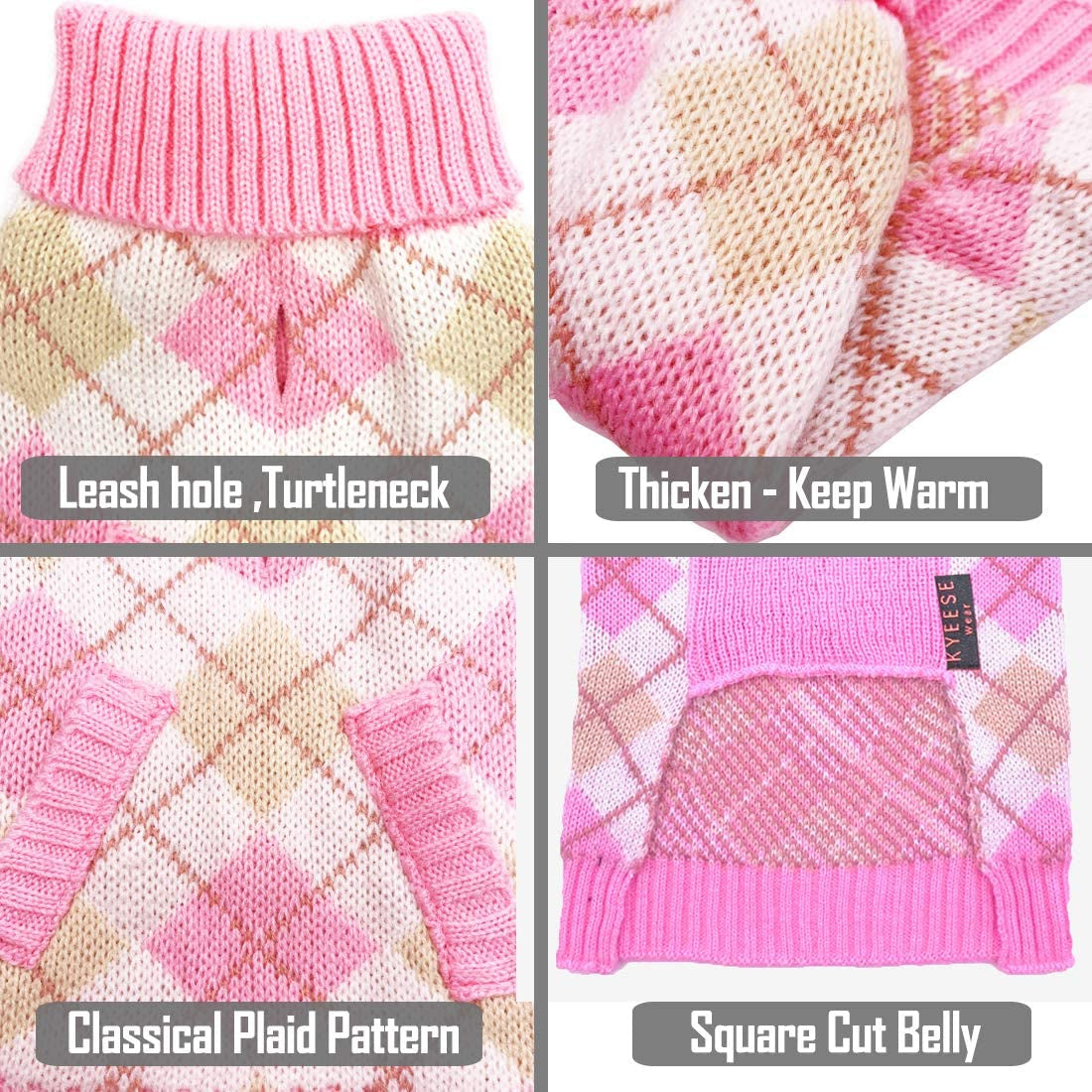 KYEESE Valentines Day Dogs Sweaters for Small Dogs Thicken Turtleneck Pink Doggie Sweater with Leash Hole Knit Pullover Pet Clothes Animals & Pet Supplies > Pet Supplies > Dog Supplies > Dog Apparel kyeese   