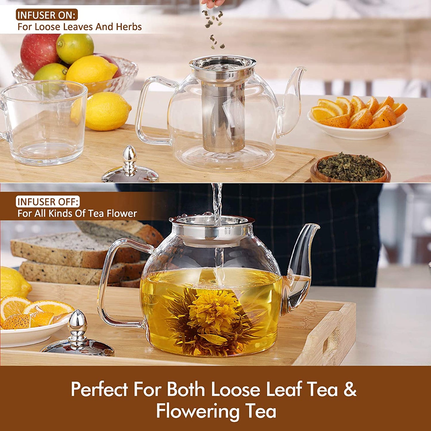 HIWARE 1000Ml Glass Teapot with Removable Infuser, Stovetop Safe Tea Kettle, Blooming and Loose Leaf Tea Maker Set Animals & Pet Supplies > Pet Supplies > Dog Supplies > Dog Apparel hiware   