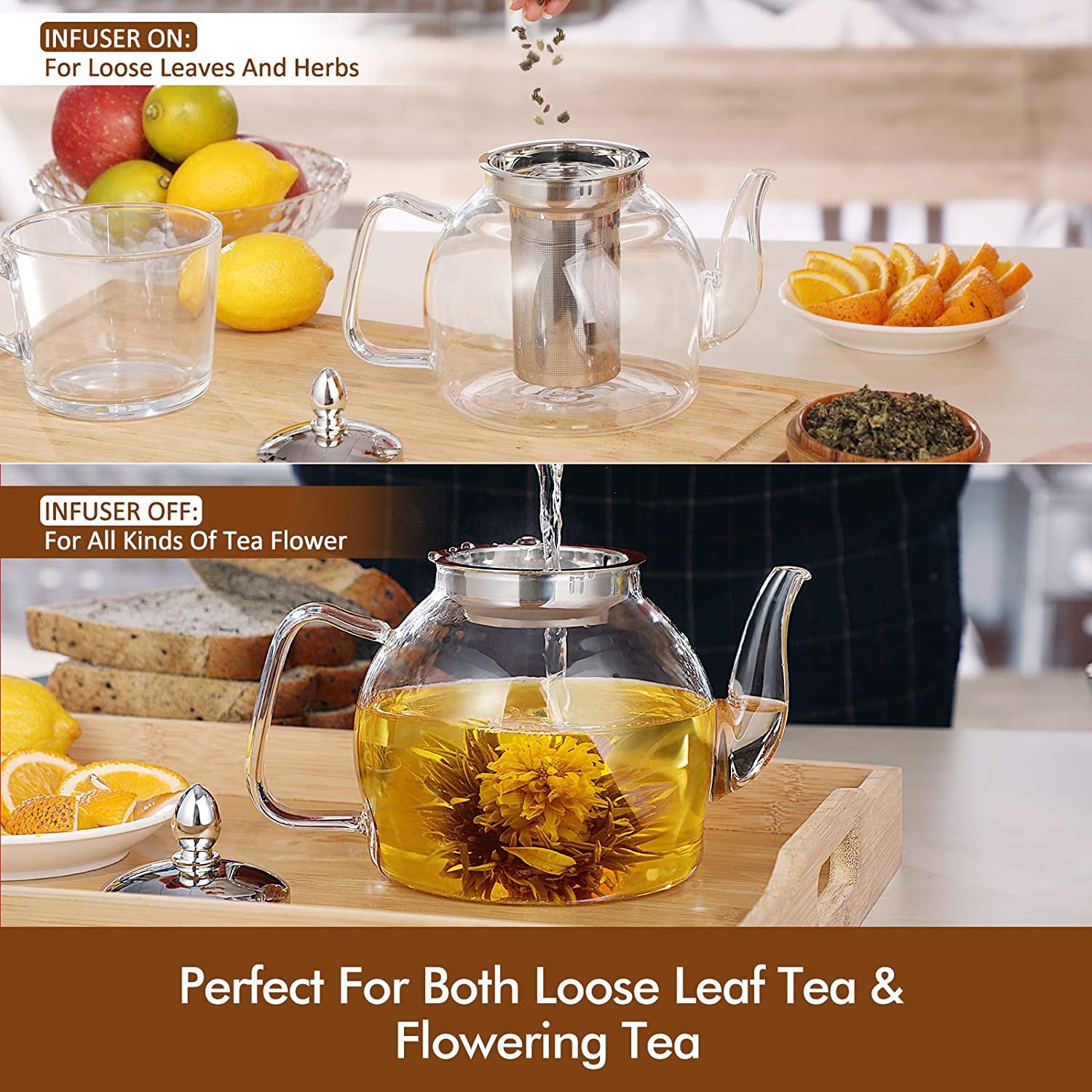 HIWARE 1000Ml Glass Teapot with Removable Infuser, Stovetop Safe Tea Kettle, Blooming and Loose Leaf Tea Maker Set Animals & Pet Supplies > Pet Supplies > Dog Supplies > Dog Apparel hiware   