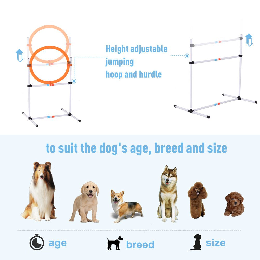 Portable Pet Pet Training Set Dog Obstacle Exercise Adjustable Jump Ring High Jumper W/ Carry Bag