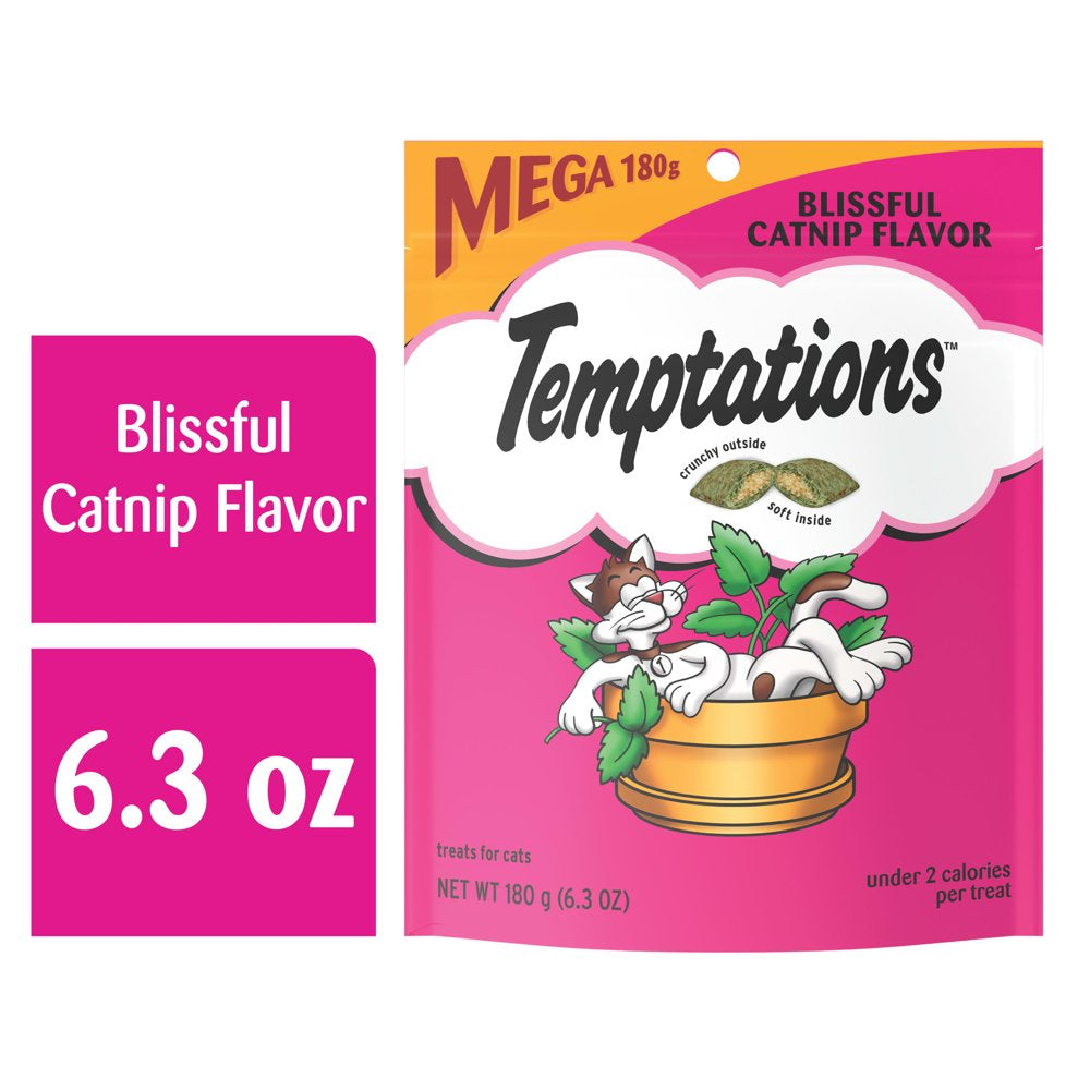 TEMPTATIONS Classic, Crunchy and Soft Cat Treats, Blissful Catnip Flavor, 6.3 Oz. Pouch Animals & Pet Supplies > Pet Supplies > Cat Supplies > Cat Treats Mars Petcare   