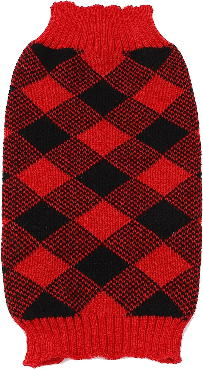 HAPEE Christmas Dog Sweaters for Small Dogs, Argyle Winter Xmas Pet Clothes Animals & Pet Supplies > Pet Supplies > Dog Supplies > Dog Apparel MPT.Co.Ltd A04-Xmas Red XS (Back Length 9") 