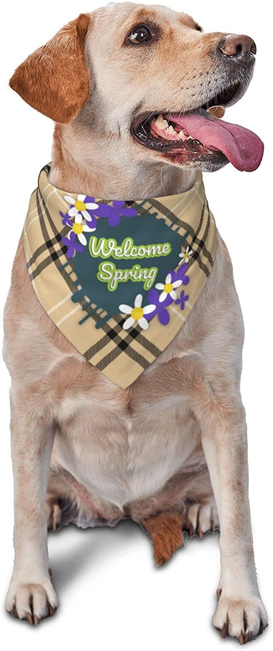 Welcome Spring Pet Dog and Cat Decorative Triangle Scarf,Dog Bandana,Breathable and Stain Resistant. Animals & Pet Supplies > Pet Supplies > Dog Supplies > Dog Apparel ZALTAS   