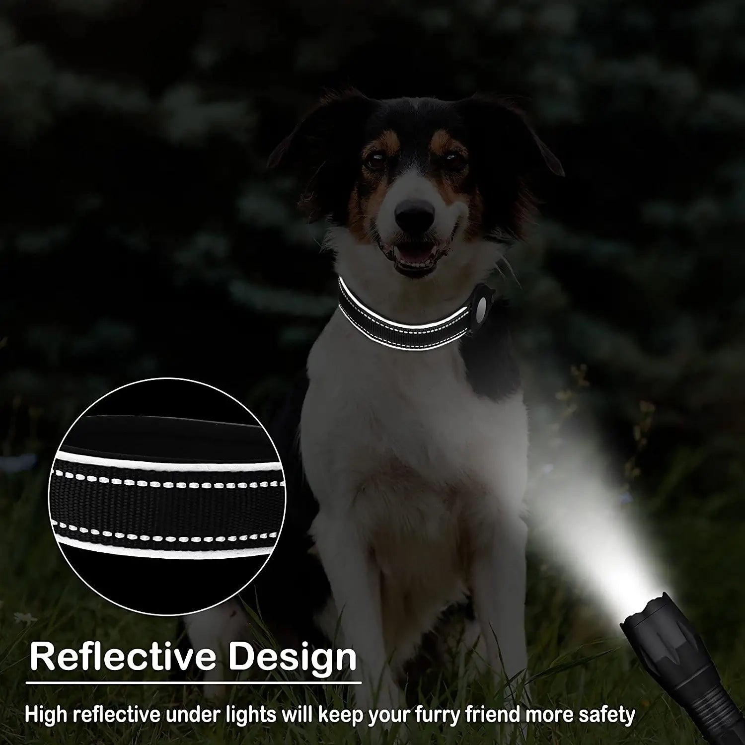 Airtag Dog Collar, PETNANNY Reflective Dog Collar with Airtag Holder Case, Padded Heavy Duty Dog Collar for Airtag, Adjustable Air Tag Pet Collar for Medium Large Dogs (Black, XL(19-22")) Electronics > GPS Accessories > GPS Cases PETNANNY   