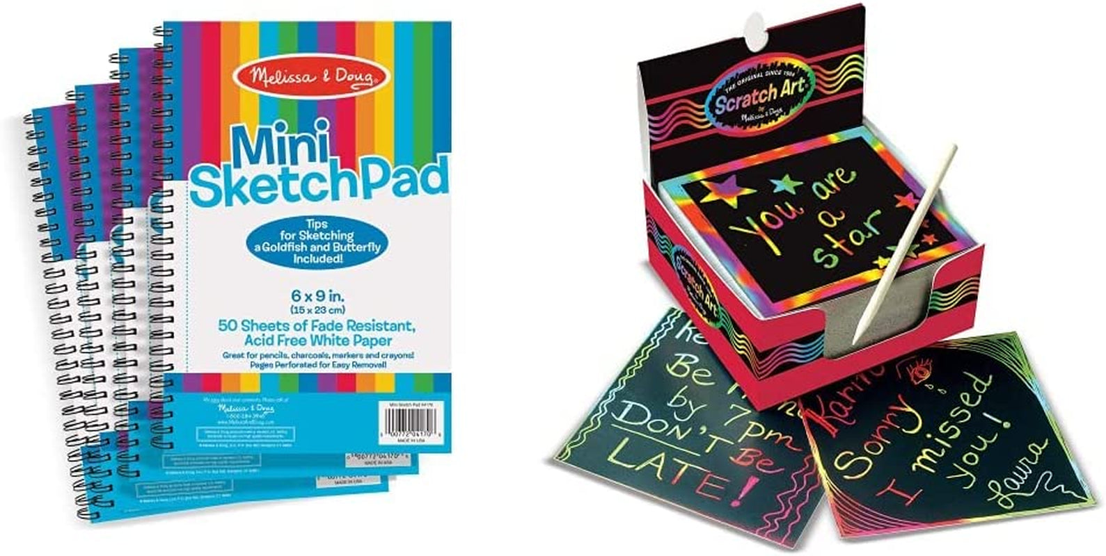 Melissa & Doug Mini-Sketch Spiral-Bound Pad (6 X 9 Inches) - 4-Pack - Sketch Book for Kids, Kids Drawing Paper, Drawing and Coloring Pads for Kids, Kids Art Supplies Animals & Pet Supplies > Pet Supplies > Dog Supplies > Dog Apparel Melissa and Doug Pad + Mini Notes  