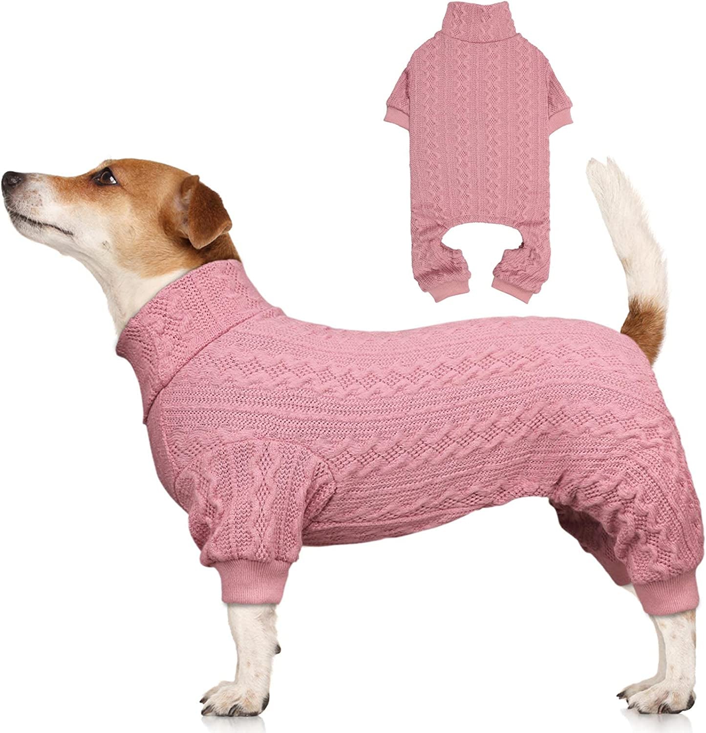 Dog Sweater Turtleneck Knitted Dog Clothes Solid Color Puppy Sweater Warm Cat Sweater Dog Sweaters for Large Dogs (Pink & L) Animals & Pet Supplies > Pet Supplies > Dog Supplies > Dog Apparel Jamktepat Pink Medium 