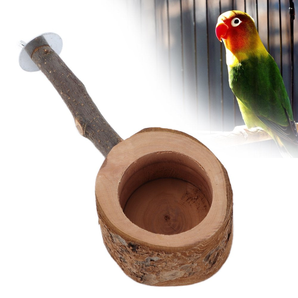 Brrnoo Pet Bird Feeding Bowl for Parakeet Cage Wooden Perch Stand Play Accessory Animals & Pet Supplies > Pet Supplies > Bird Supplies > Bird Cage Accessories Brrnoo   