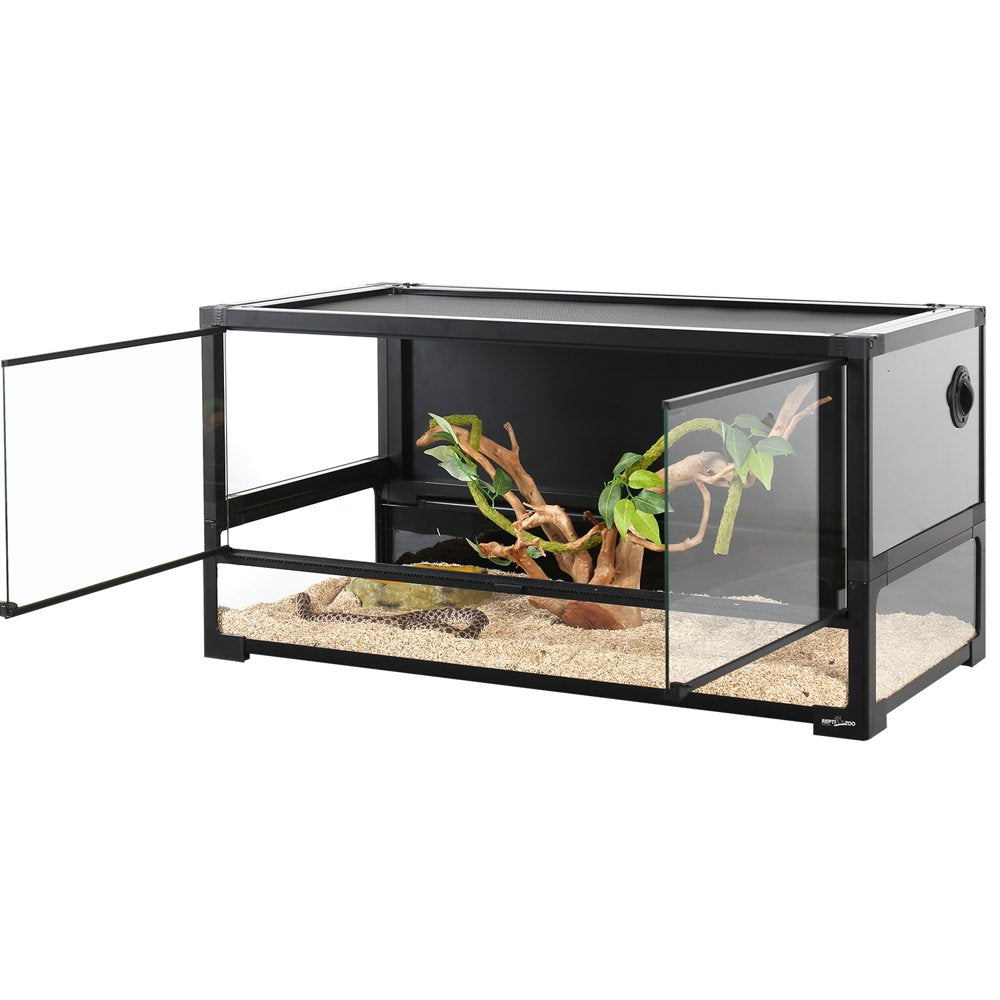 REPTI ZOO 50 Gallon Upgrade Tempered Black Reptile Terrarium, Easy Folding Animals & Pet Supplies > Pet Supplies > Reptile & Amphibian Supplies > Reptile & Amphibian Habitat Heating & Lighting REPTI ZOO   