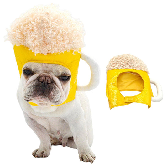 Visland Halloween Dog Hat, Funny Cute Novelty Soft Faux Leather Beer Mug Shape Cap Apparel Costume Accessories for Dog Cat Puppy Kitten Christmas Festival Birthday Party Cosplay Animals & Pet Supplies > Pet Supplies > Cat Supplies > Cat Apparel Visland M  