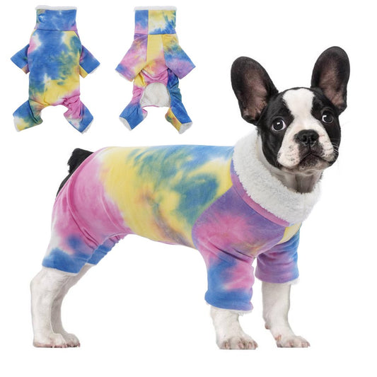 ROZKITCH Dog Pajamas Turtleneck Onesie Soft Breathable Stretchy Cotton Winter Coat Rainbow Tie Dye Shirt 4 Lges Basic Jumpsuit Clothes Apparel Outfit for Puppy and Cat Small Medium Large Dog Animals & Pet Supplies > Pet Supplies > Cat Supplies > Cat Apparel ROZKITCH S Rainbow 