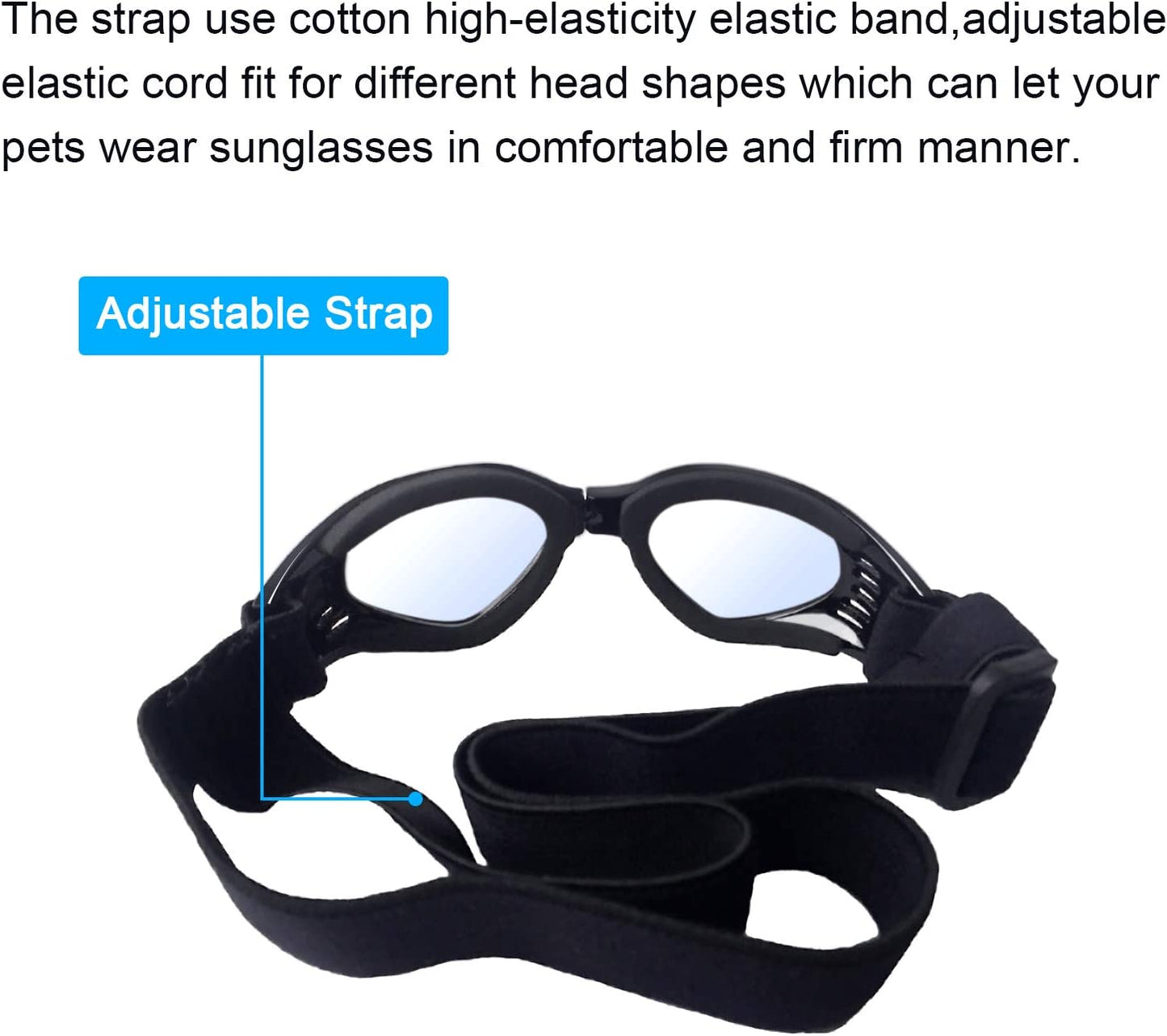 PEDOMUS Dog Goggles Small Dog Sunglasses Adjustable Strap for UV Sunglasses Waterproof Protection for Dogs (Black) Animals & Pet Supplies > Pet Supplies > Dog Supplies > Dog Apparel PEDOMUS   