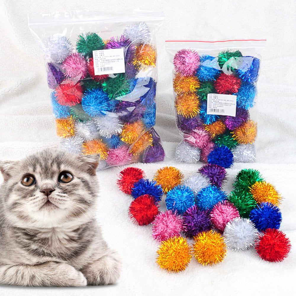Deepwonder 50 Piece Assorted Color Sparkle Balls Cat'S Favorite Toy Tinsel Pom Poms Glitter for Cat Kittens DIY Christmas Animals & Pet Supplies > Pet Supplies > Cat Supplies > Cat Toys Deepwonder   