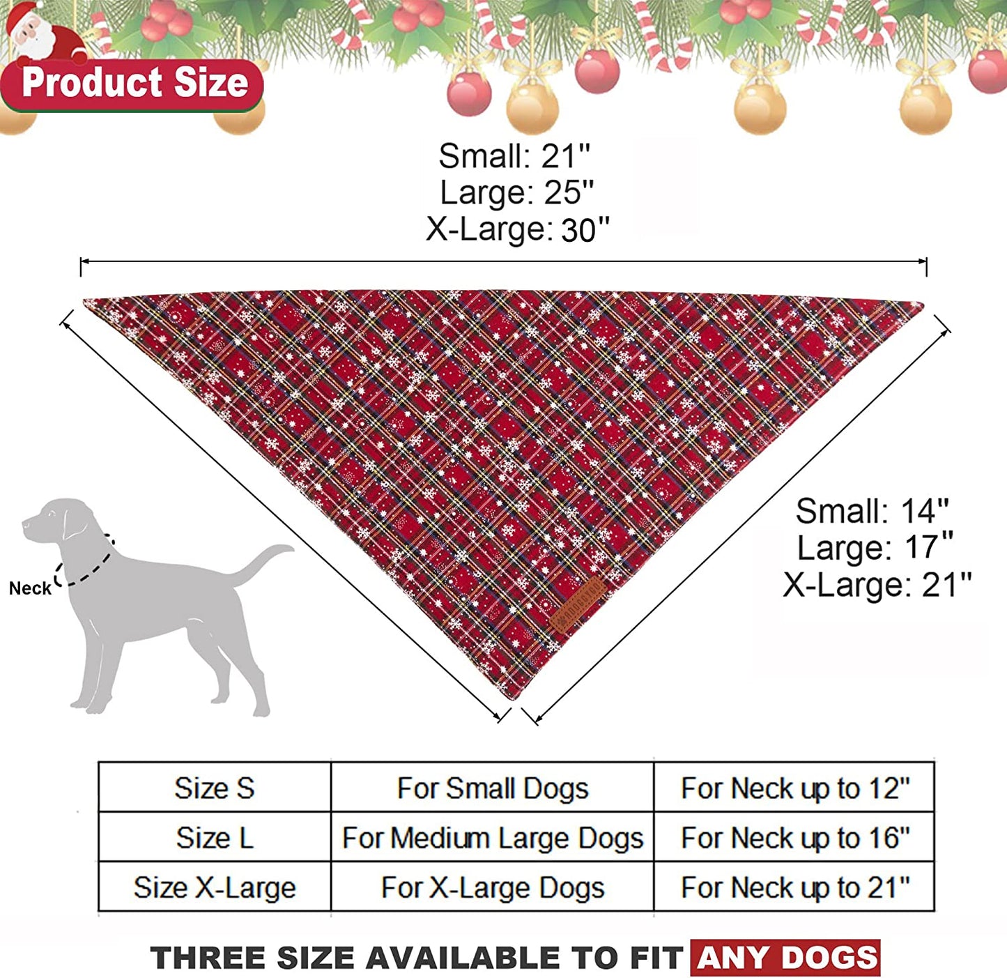 Adoggygo 2 Pack Dog Bandanas Christmas, Stylish Plaid Snowflake Dog Scarf, Premium Durable Fabric, Multiple Sizes Offered, Christmas Bandanas for Medium Large Dogs Pets (Large, Red) Animals & Pet Supplies > Pet Supplies > Dog Supplies > Dog Apparel ADOGGYGO   