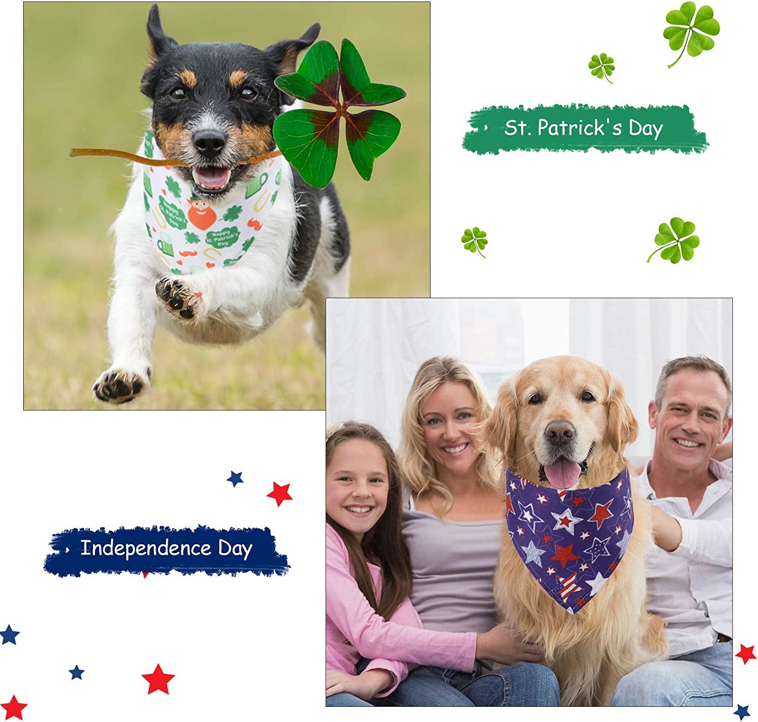 12 Pieces Holiday Dog Bandana Pet Bibs Christmas 4Th of July Halloween Thanksgiving New Year Valentine'S Day St. Patrick'S Day Easter Pet Triangle Bandana and Seasons Design Dog Scarf for Dog Cat Pet Animals & Pet Supplies > Pet Supplies > Dog Supplies > Dog Apparel Weewooday   