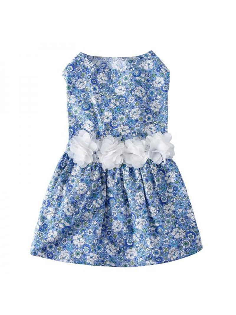 Flower Dog Dress for Pet Colorful Flower Print Clothes Birthday Party Doggie Sundress Puppy Clothes Animals & Pet Supplies > Pet Supplies > Dog Supplies > Dog Apparel Jongmart S Light Blue 