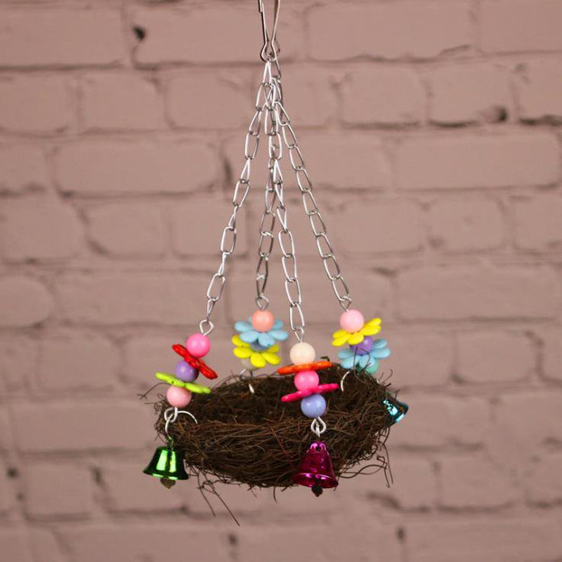 Rattan Birds Nest Toys,Parrot Hanging Swing Nest with Bells Bird Cage Accessories for Cockatoo Macaw African Grey Budgie Parakeet Cockatiel by TWSOUL Animals & Pet Supplies > Pet Supplies > Bird Supplies > Bird Cage Accessories TWSOUL   