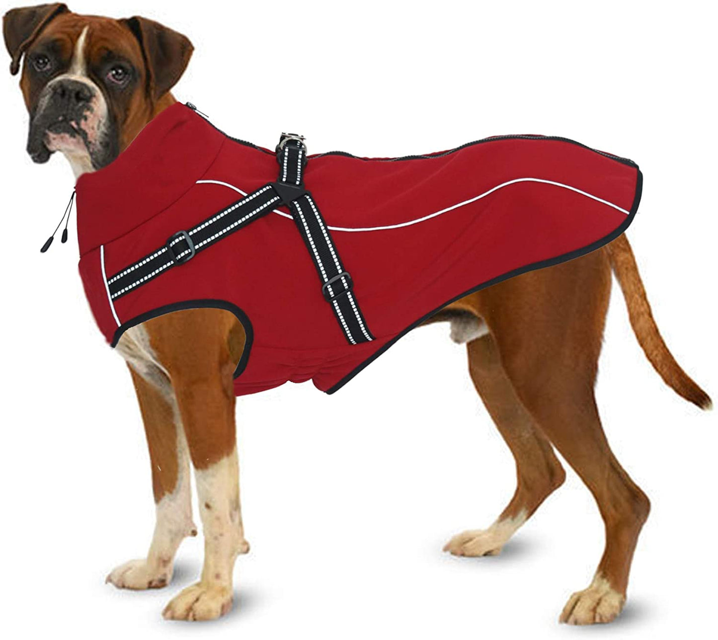 Lifeunion Dog Jacket with Harness, Reflective Strips, Waterproof Dog Vest for Medium Large Dogs, Warm Dog Sport Winter Coat with High Neckline Collar (XL, Red) Animals & Pet Supplies > Pet Supplies > Dog Supplies > Dog Apparel Lessbad Red X-Large 