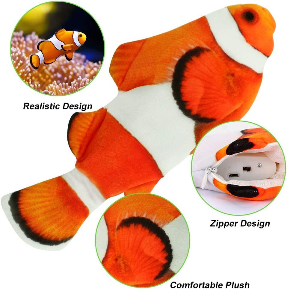Welltop Electric Toy Fish for Cat Interactive Toy USB Electric Plush Fish Kicker,With Catnip, Funny Cat Chew Toy for Teeth Cleaning Animals & Pet Supplies > Pet Supplies > Cat Supplies > Cat Toys Welltop   