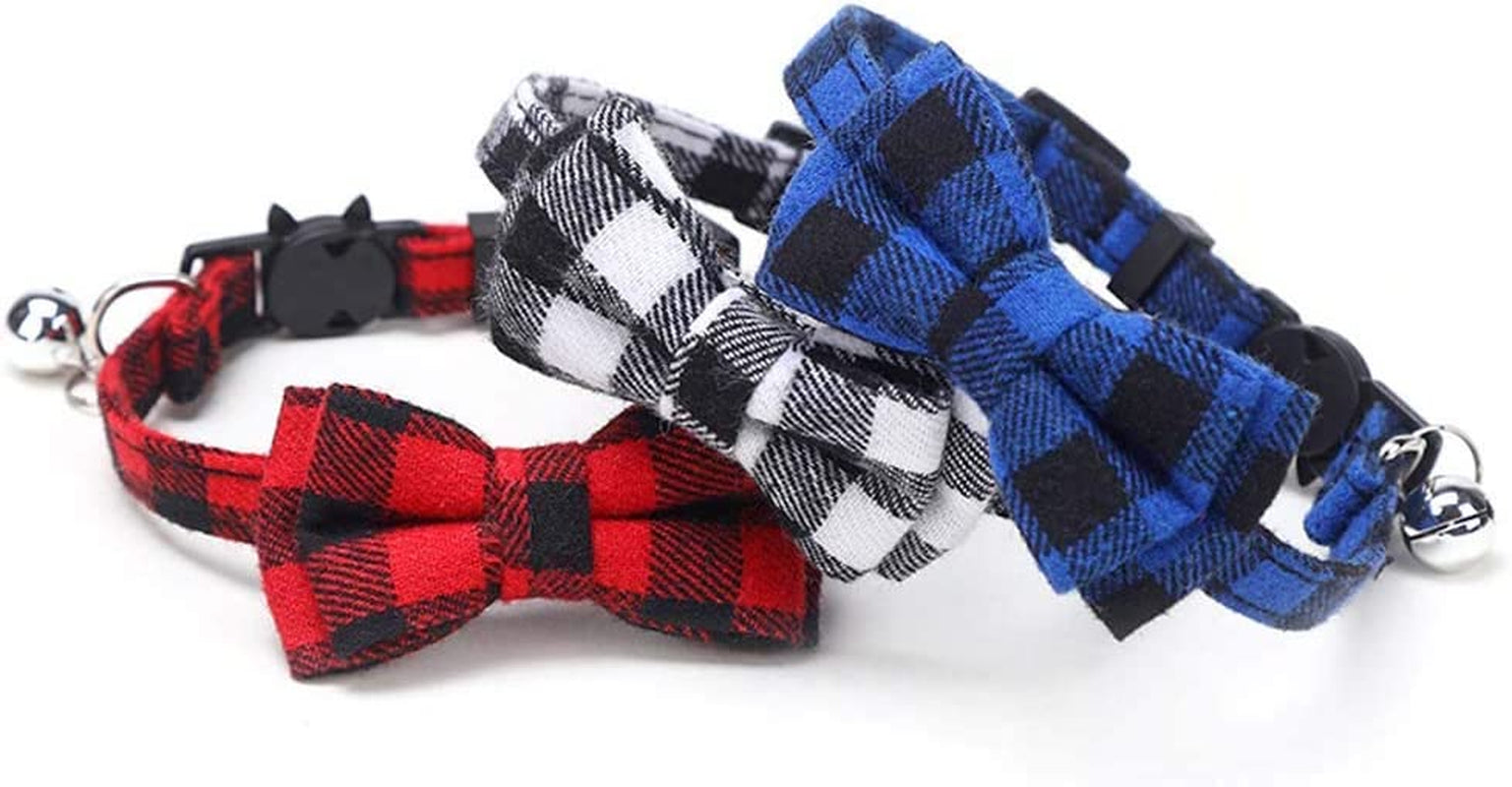 Colorful Plaid Small Dogs Collars Cat Necklaces, Pet Collars Dog Accessories Striped Bowknot Cat Collars(Orange) Animals & Pet Supplies > Pet Supplies > Dog Supplies > Dog Apparel QUNJUN   